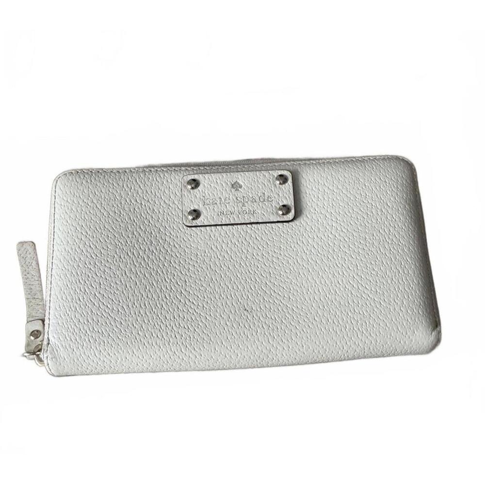 kate spade White Zip Around Leather Wallet